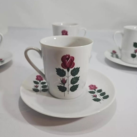 Vintage Winterling Bavaria Royal Rose Cup and Saucer Set of 4 - Picture 2 of 6